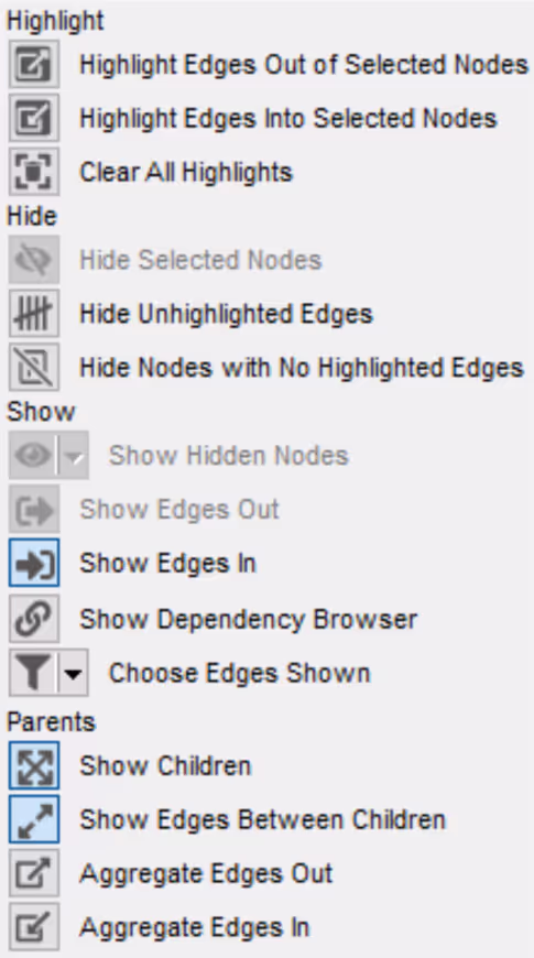Understand's graph customisation panel, with node and layout options.