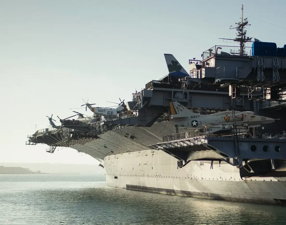 A U.S. Navy carrier at sea.