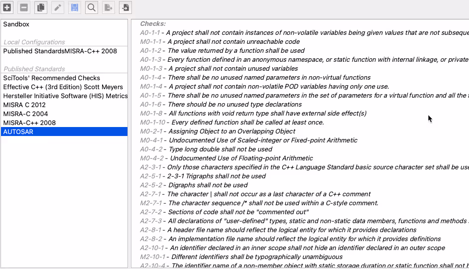 A compliance summary in Understand, showing how a project scores against a standard it is being checked against.
