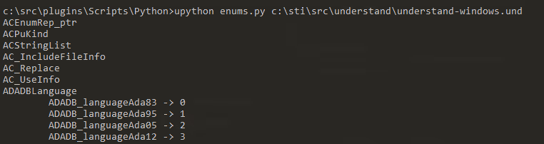 Script plugins listed in Understand, ready to run from the GUI or the command line.