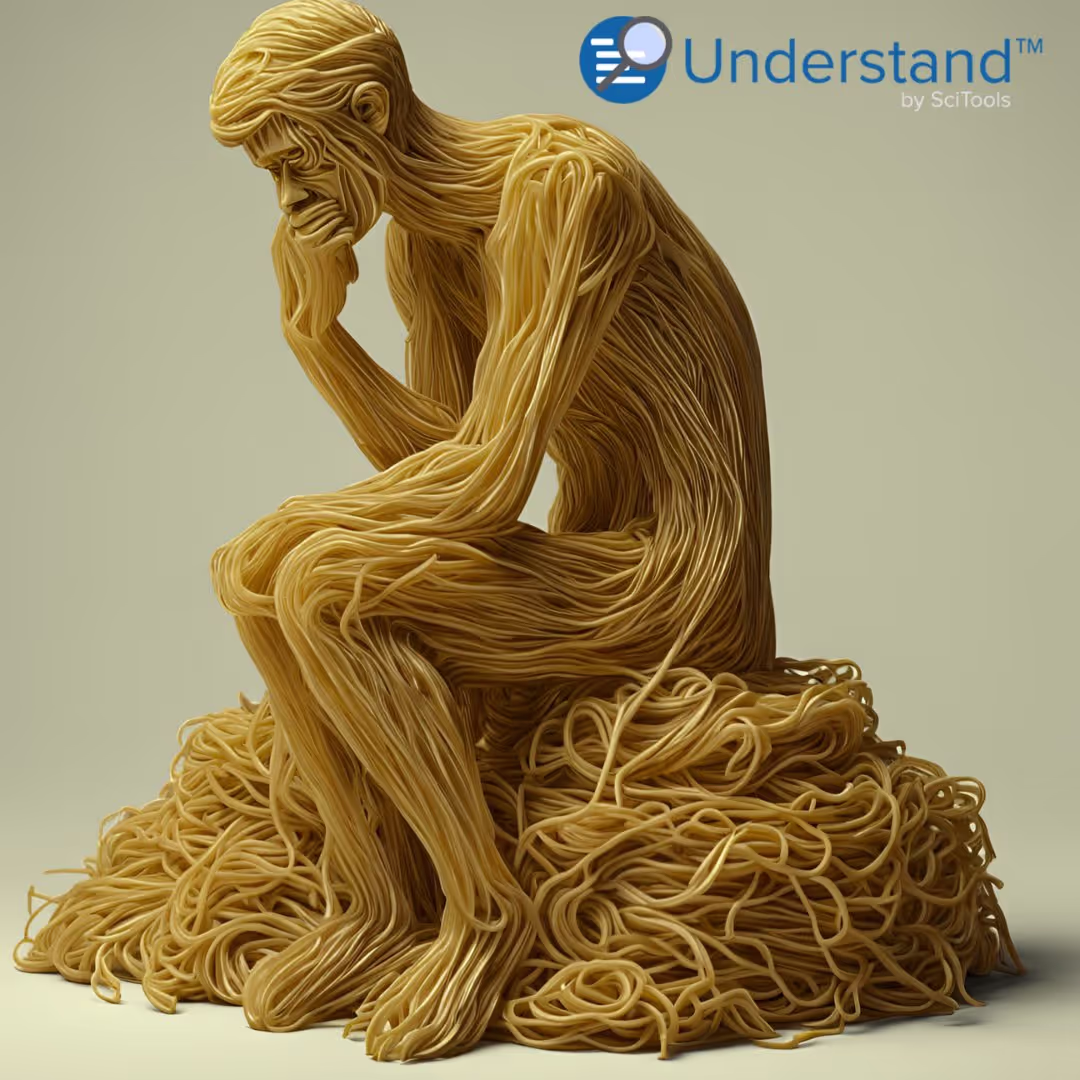 An illustration of tangled spaghetti code.